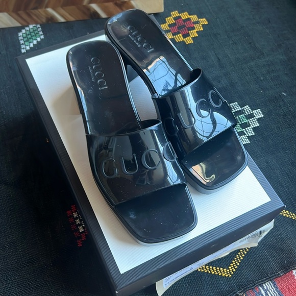 Gucci Shoes - Black Gucci Rubber Mules Size 36